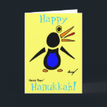 Abstrakt Penguin "Lycklig Hanukkah!" Kort - Gult<br><div class="desc">Se funky och coola med den här Penguin-designen för fantastisk Abstrakt! GÖR! Utformningen har min ursprungliga abstrakt penguin-handdragen i penna och bläck och digital färgad. Copyright 2012 by Sunny</div>