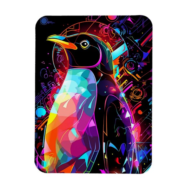 Abstrakt penguin med ljusa färger magnet (Vertikal)