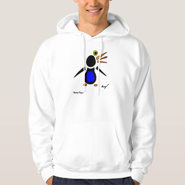 Abstrakt Penguin Vuxen Hooded Sweatshirt Med Luva (Framsida)