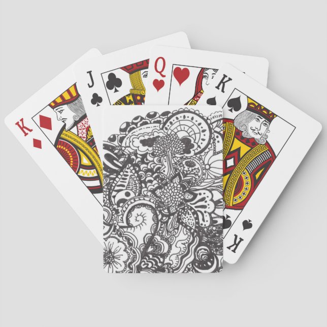 Abstrakt- penna och bläck-doodle casinokort (Baksidan)