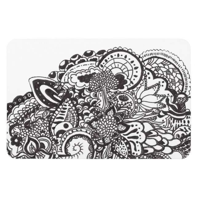 Abstrakt- penna och bläck-doodle magnet (Horisontell)