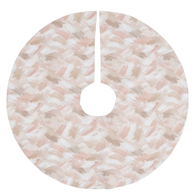 Abstrakt penseldragsmönster julgransmatta borstad polyester (Framsidan)