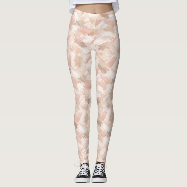 Abstrakt penseldragsmönster leggings (Framsida)