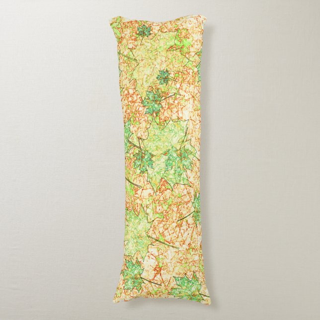 Abstrakt per löv på skrapad mark på beige kroppskudde (Framsidan Vertikal)