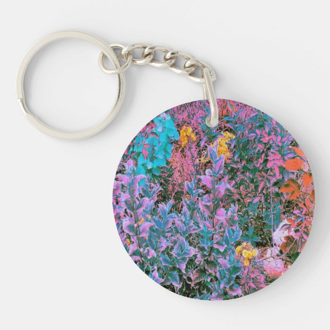 Abstrakt Persika, Rosa Grönt och Aqua Garden Folia (Framsidan)