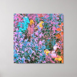 Abstrakt Persika, Rosa Grönt och Aqua Garden Folia Canvastryck