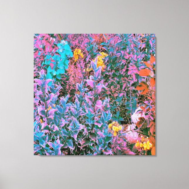 Abstrakt Persika, Rosa Grönt och Aqua Garden Folia Canvastryck (Framsida)