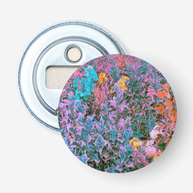 Abstrakt Persika, Rosa Grönt och Aqua Garden Folia Flasköppnare (Framsidan)