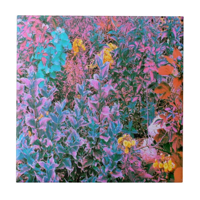 Abstrakt Persika, Rosa Grönt och Aqua Garden Folia Kakelplatta (Framsidan)