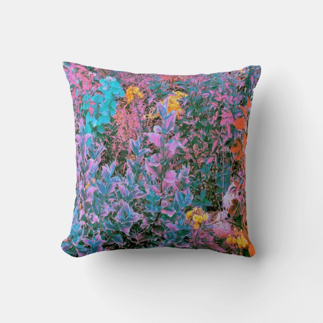 Abstrakt Persika, Rosa Grönt och Aqua Garden Folia Kudde (Framsida)