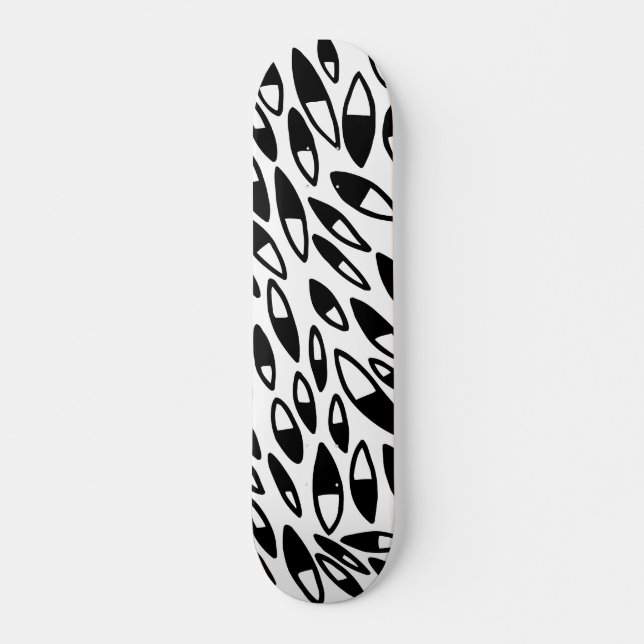 Abstrakt Petals - Svartvit Skateboard Bräda 20 Cm (Framsida)