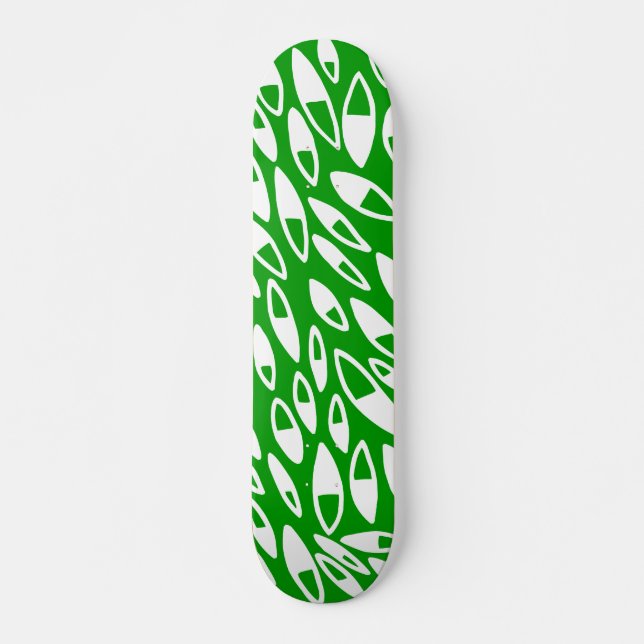 Abstrakt Petals - Vit på DK-Grönt Old School Skateboard Bräda 18 Cm (Framsida)