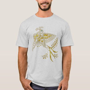 Abstrakt Phoenix Bird i Guld Tones T Shirt