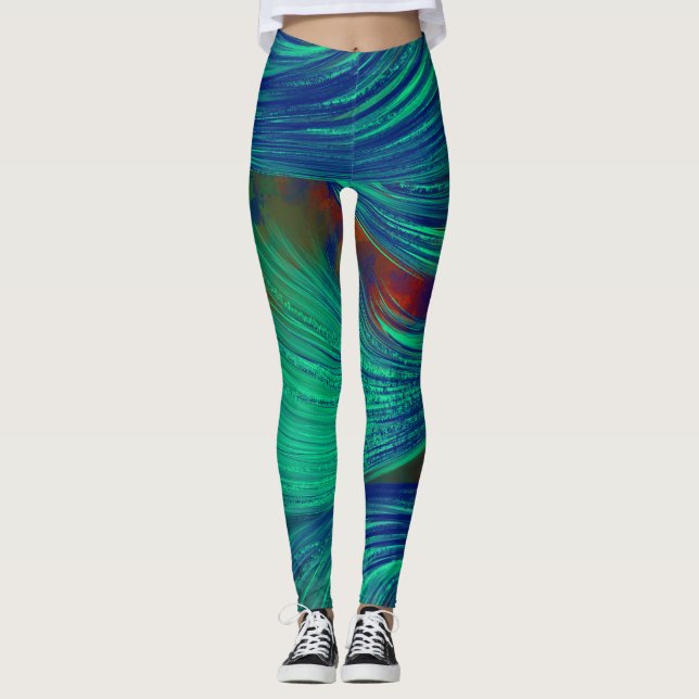 abstrakt Phoenix Feathers Leggings (Framsida)