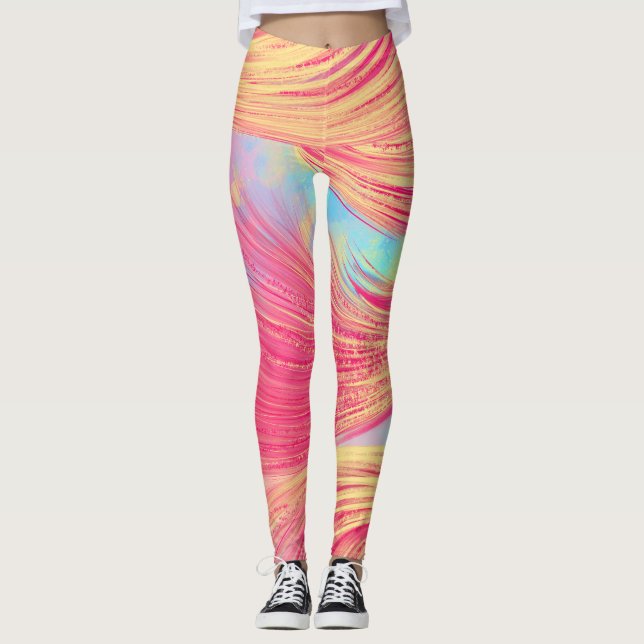 abstrakt Phoenix Feathers Leggings (Framsida)