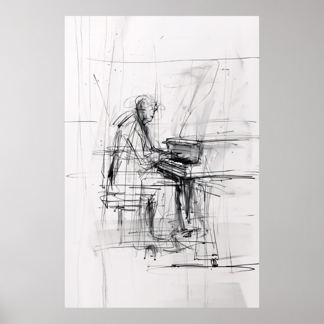 Abstrakt Pianist Poster - Expressivt Music (Framsidan)