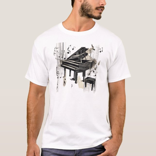 Abstrakt Piano Art T Shirt (Framsida)