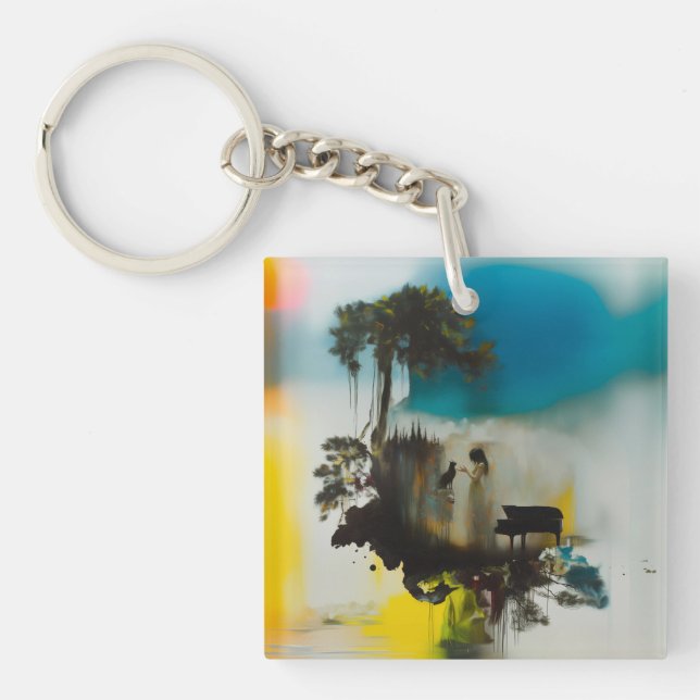Abstrakt Piano Cat Träd Occult Mörk Witchy AI Art (Framsidan)