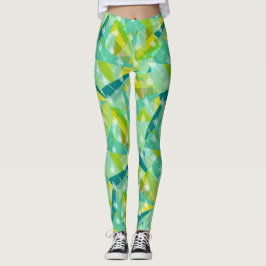 Abstrakt Pil Triangle Mint Blue Aqua Mönster Leggings