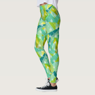 Abstrakt Pil Triangle Mint Blue Aqua Mönster Leggings