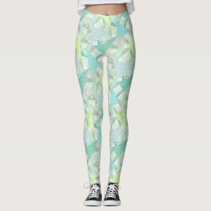 Abstrakt Pil Triangle Mint Blue Aqua Mönster Leggings