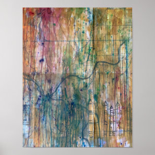 Abstrakt Pittsburgh Karta Painting Poster
