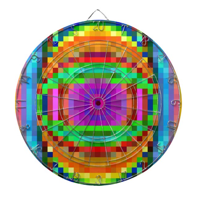 Abstrakt Pixel Art Colorful Mosaic Darttavla (Framsidan)