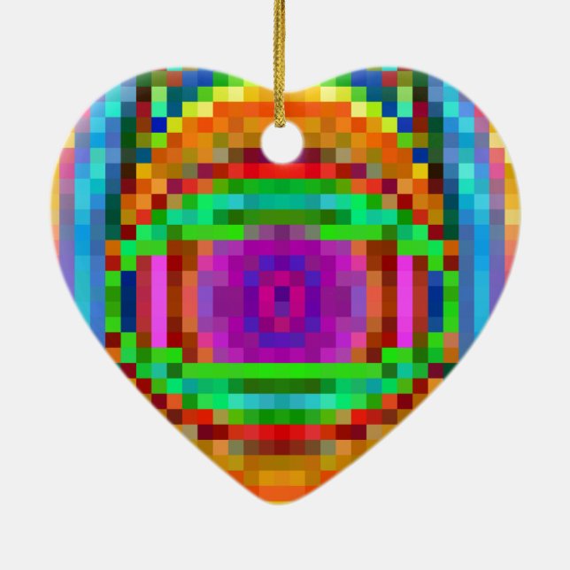 Abstrakt Pixel Art Colorful Mosaic Julgransprydnad Keramik (Baksidan)