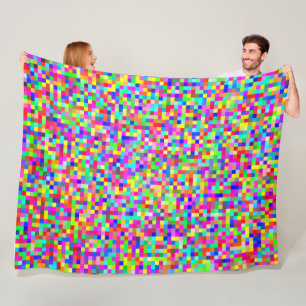 Abstrakt Pixelad RGB Fleecefilt