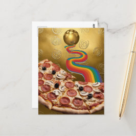 Abstrakt Pizza Rainbow Guld Spiral Sci-fi Vykort
