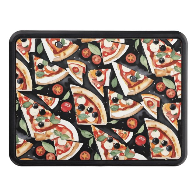 Abstrakt Pizza-segment i svart bakgrund Dragkroksskydd (Framsidan)