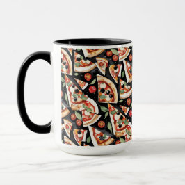 Abstrakt Pizza-segment i svart bakgrund Mugg