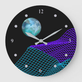 Abstrakt Planet 5th Dimension Lila Blue Black Stor Klocka