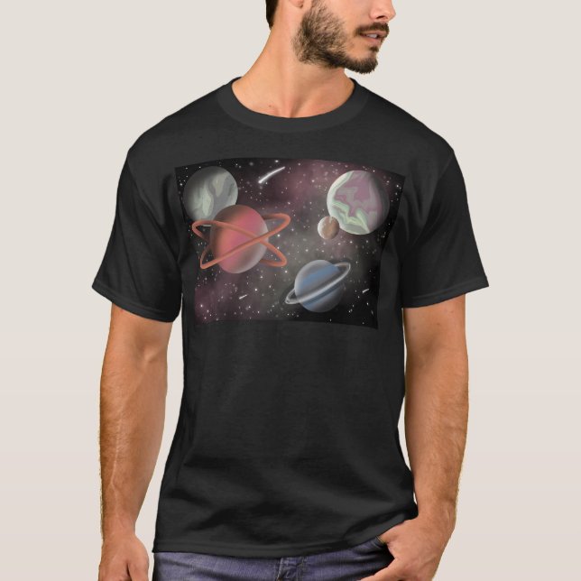 Abstrakt Planets 2 T Shirt (Framsida)