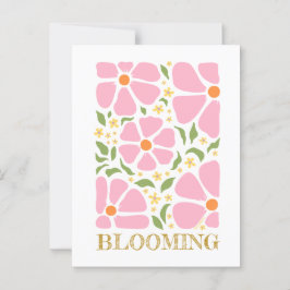 Abstrakt Playful Rosa Flowers Vykort