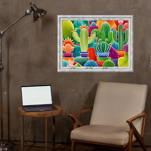 Abstrakt Poged Cacti Poster (Skapare uppladdad)