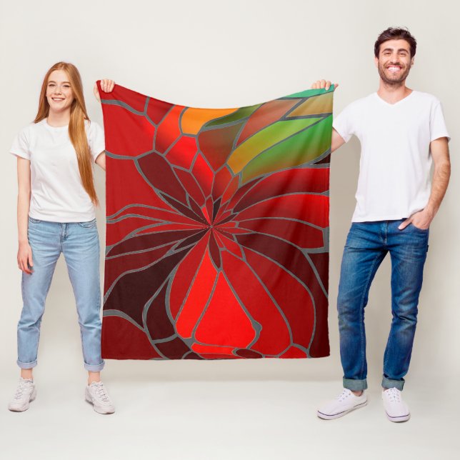 Abstrakt Poinsettia Fleecefilt (På plats)