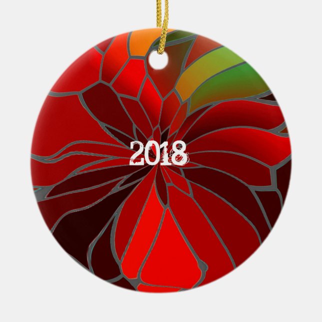 Abstrakt Poinsettia Julgransprydnad Keramik (Framsidan)