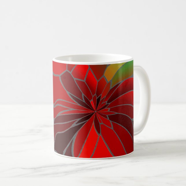 Abstrakt Poinsettia Kaffemugg (Framsida höger)