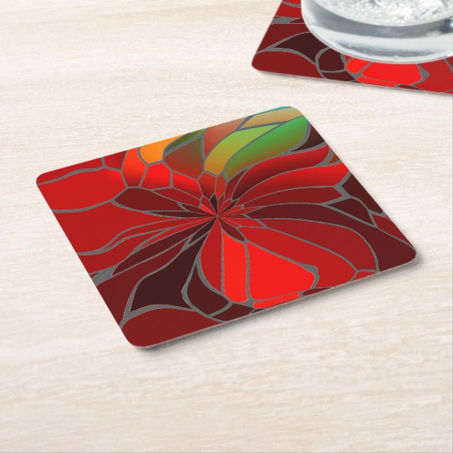 Abstrakt Poinsettia Underlägg Papper Kvadrat (Vinklad)