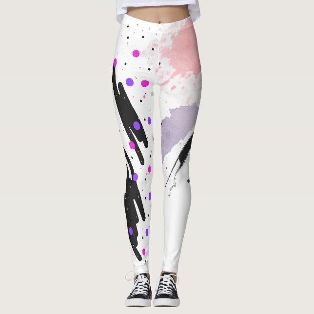 Abstrakt Polka Dot Leggings (Framsida)