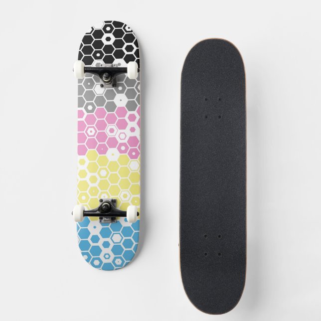 Abstrakt polygender stolthetsflagga    mini skateboard bräda 18,5 cm (Framsida)
