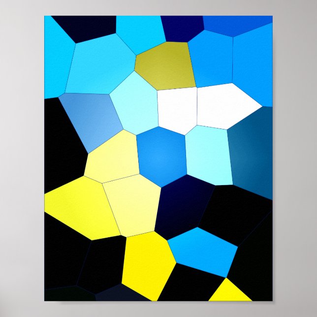 Abstrakt polygonal mönster i blått och gult poster (Framsidan)