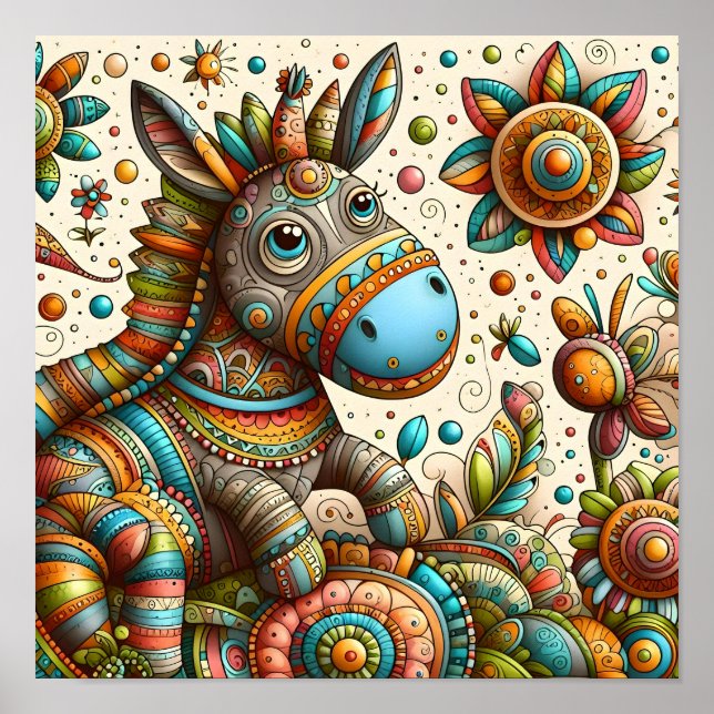 Abstrakt Pony Art För barn Poster (Framsidan)