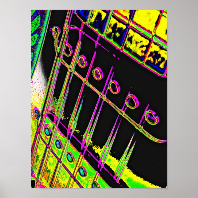 Abstrakt Pop Art Guitar Poster Man Cave Decor (Framsidan)