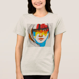 Abstrakt Pop Art Porträtt Dam Grafisk T-Shirt
