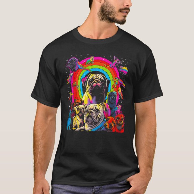 Abstrakt Pop Pug Hund T Shirt (Framsida)