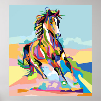 Abstrakt Popart Horse in WPAP Poster