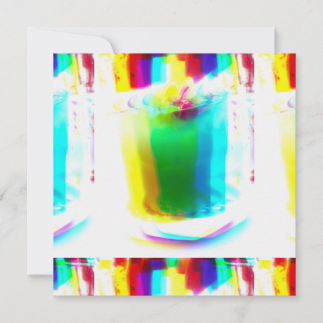 Abstrakt Popkonst Primär Regnbåge Drink Platt Kort (Framsida)