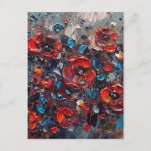 Abstrakt Poppies Painting Postcard Vykort